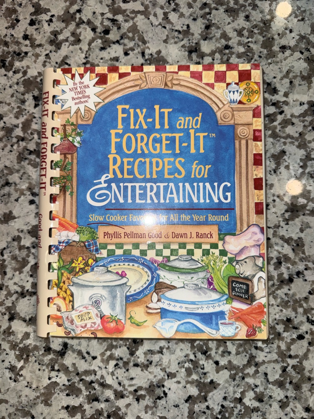Fix-It and Forget-It Recipes for Entertaining Cookbook - Blue Illustrated Cover